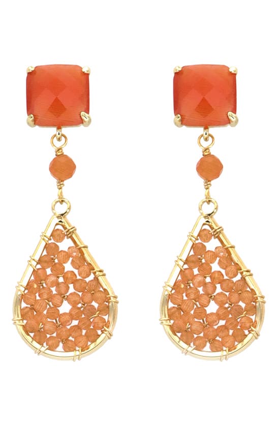 Shop Panacea Glass Bead Drop Earrings In Orange