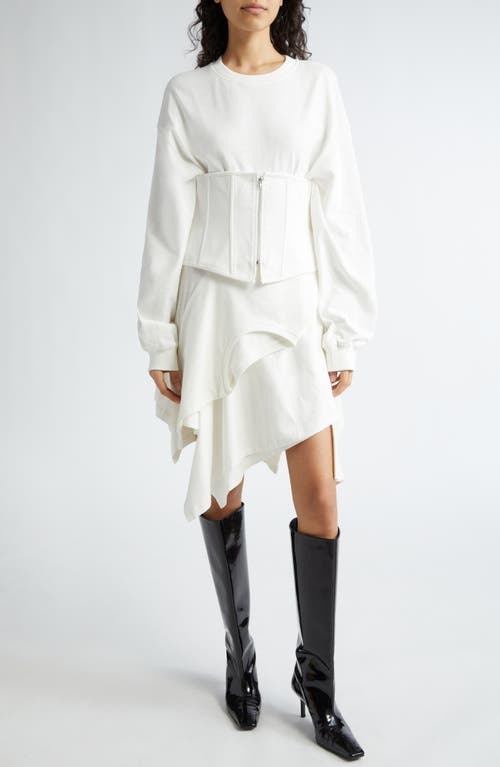 Acne Studios Eyo Long Sleeve Corset Waist Dress White at Nordstrom,