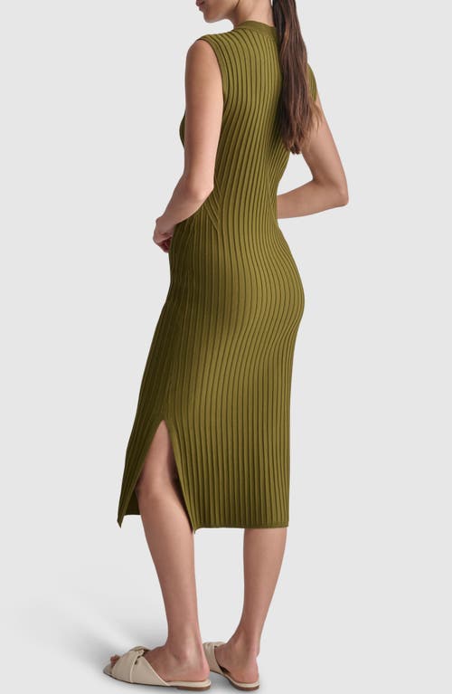 Shop Dkny Sleeveless Wide Rib Sweater Dress In Dark Olive