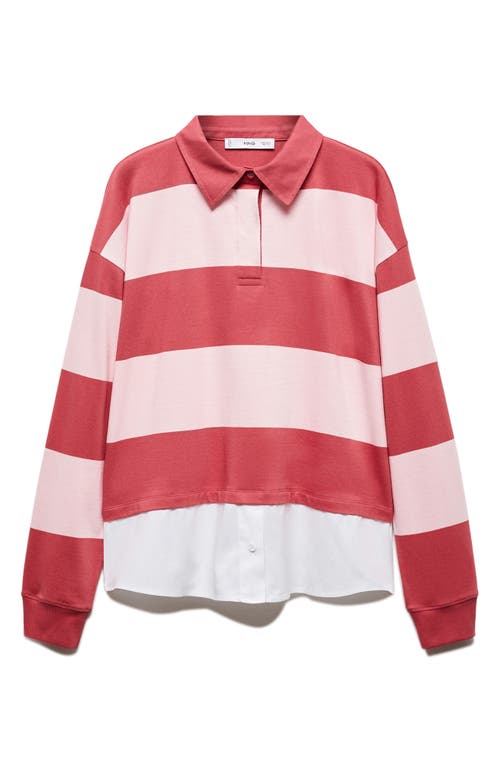 Mango Stripe Polo In Pink