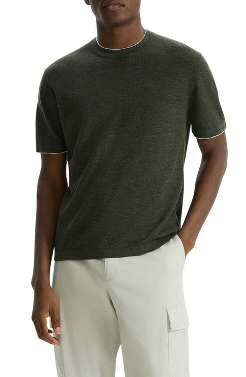 Theory Kolben Linen Blend T-shirt In Dark Olive