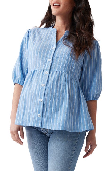 Peplum Maternity Button-Up Shirt