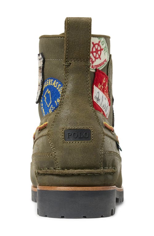 Shop Polo Ralph Lauren Ranger Patch Work Boot In Canopy Olive