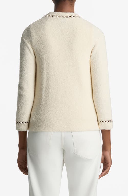 Shop St John St. John Collection Embellished Stretch Micro Bouclé Jacket In Ecru