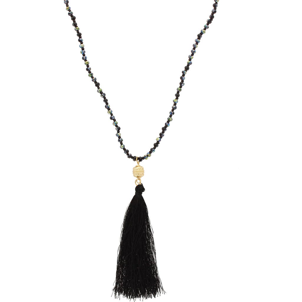 Shop Olivia Welles Alaina Tassel Pendant Necklace In Gold/black