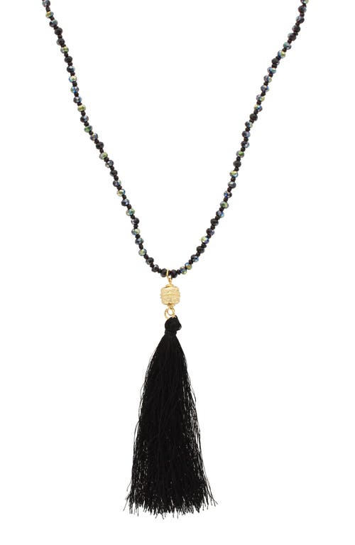 Shop Olivia Welles Alaina Tassel Pendant Necklace In Gold/black