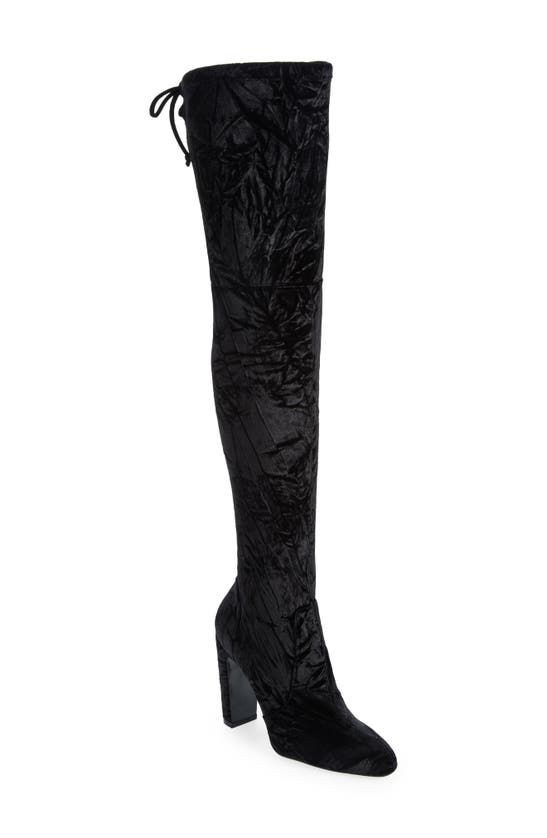 Stuart Weitzman Vidaland Convertible Boot In Black Crushed Velvet