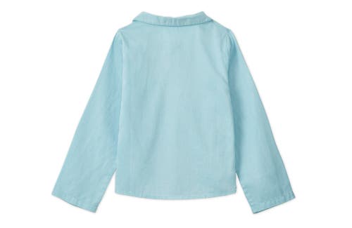 Vild House Of Little Ls Organic Cotton Woven Peter Pan Collared Shirt In Sky Blue
