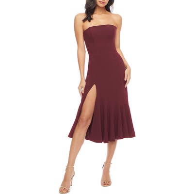 Dress The Population Madison Strapless Dress, Burgundy