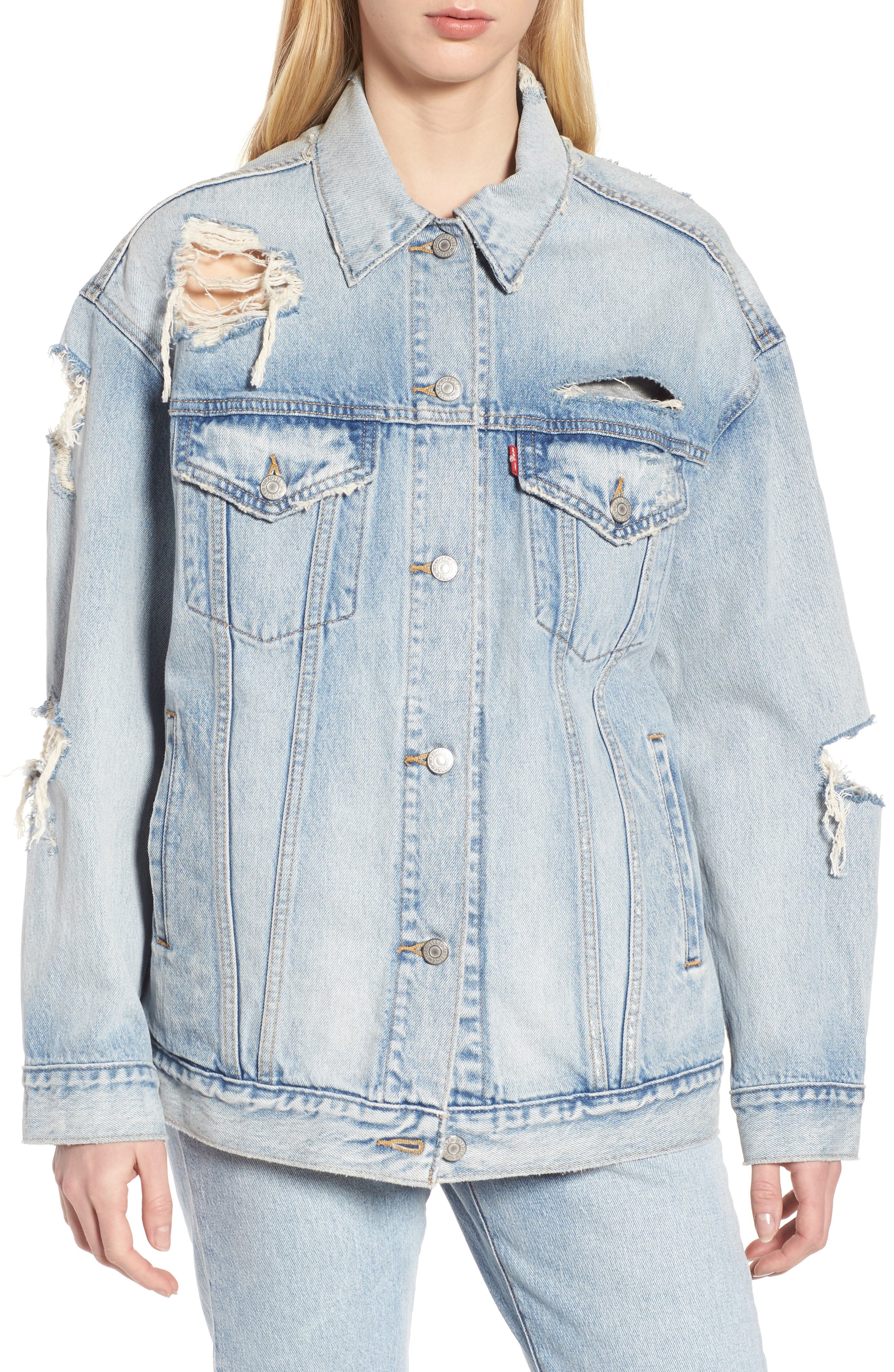 levi's women's baggy distressed trucker jacket