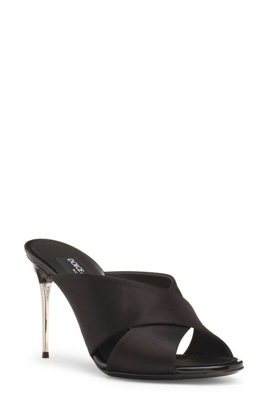 Dolce & Gabbana Keira Crossover Strap Slide Sandal In Black