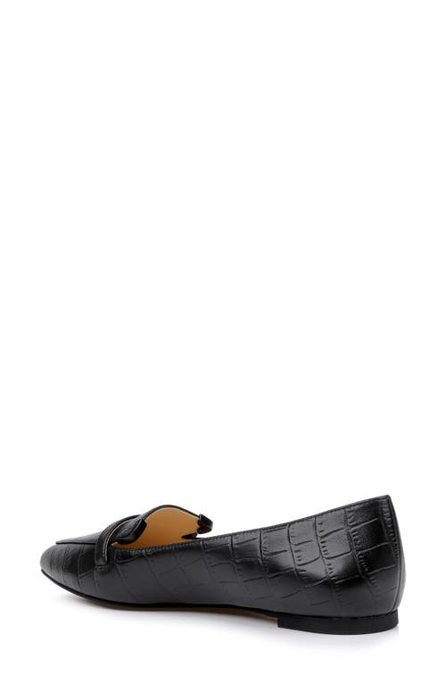 Shop L Agence L'agence Brielle Pointed Toe Loafer In Black Croco Embossed