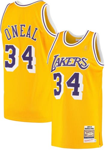 Mitchell & Ness Shaquille O'neal Black Los Angeles Lakers 1996/97 Swingman  Sidewalk Sketch Jersey At Nordstrom for Men