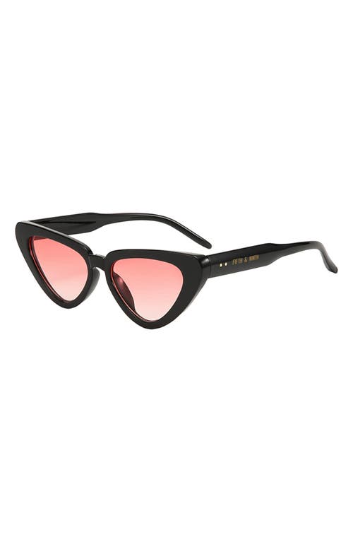 Shop Fifth & Ninth Freya 53mm Gradient Polarized Cat Eye Sunglasses In Black/rose