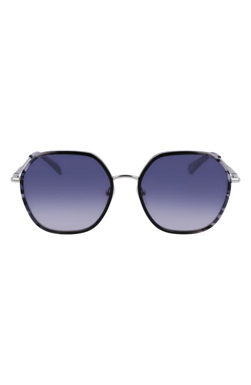 Longchamp Roseau 58mm Gradient Rectangular Sunglasses in Silver/Black Camou at Nordstrom