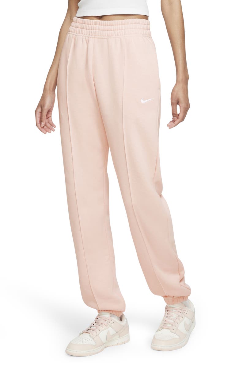 NIKE Sportswear Essential Fleece Pants, Main, color, PALE CORAL/ WHITE
