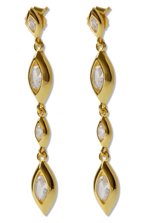 Shop Argento Vivo Sterling Silver Cubic Zirconia Linear Drop Earrings In Gold