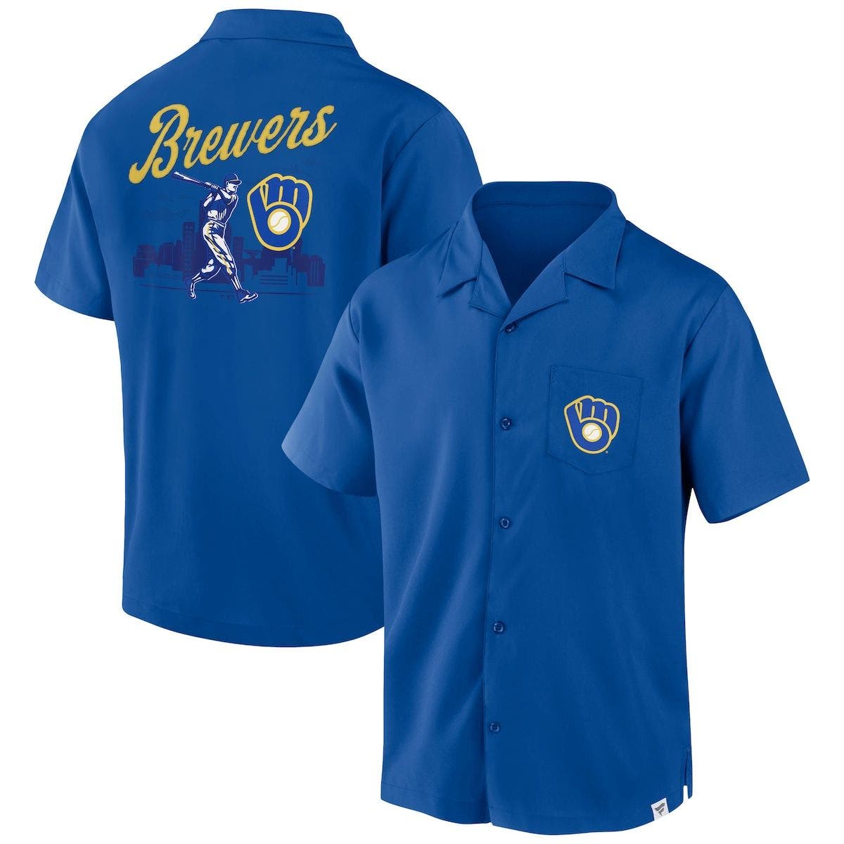 brewers button up jersey