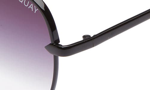 Quay X Desi Perkins High Key Mini 57mm Aviator Sunglasses - Black/ Fade To Clear In Black/fade To Clear