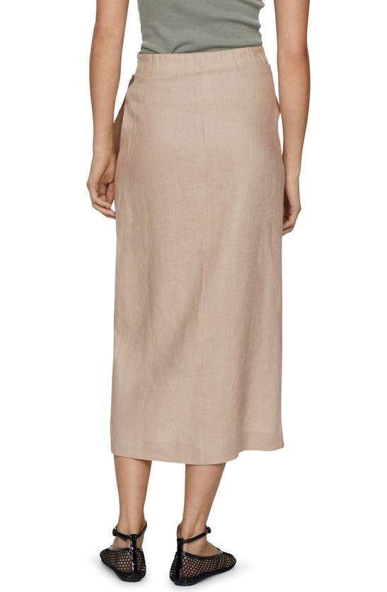Shop Mango Wrap Front Linen Midi Skirt In Light/pastel Grey