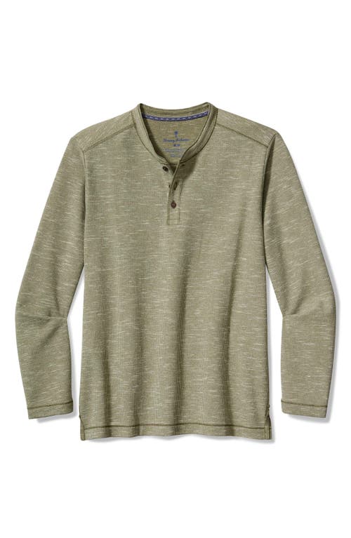 Shop Tommy Bahama Morro Beach Long Sleeve Waffle Henley In Tea Leaf