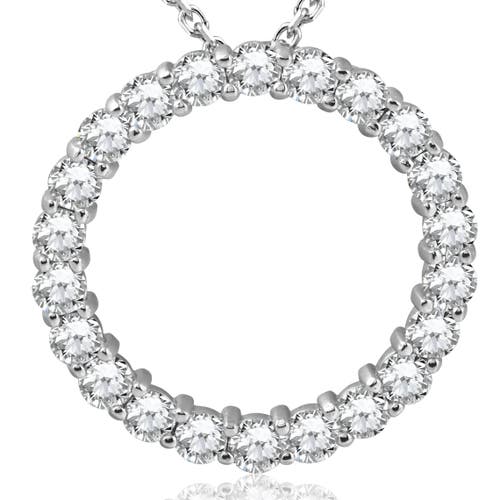Bliss Diamond Vs 5ct Tw Round Cut Diamond Circle Pendant 14k White Gold Lab Grown In 14k White Gold