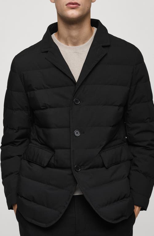 Shop Mango Water Repellent & Windproof Down & Feather Puffer Jacket With Removable Zip Bib In Black