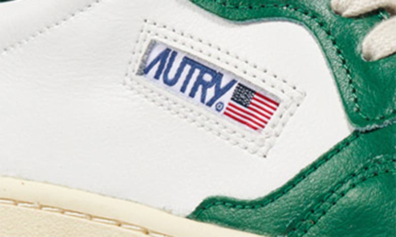 Shop Autry Medalist Sneaker In White/ Green