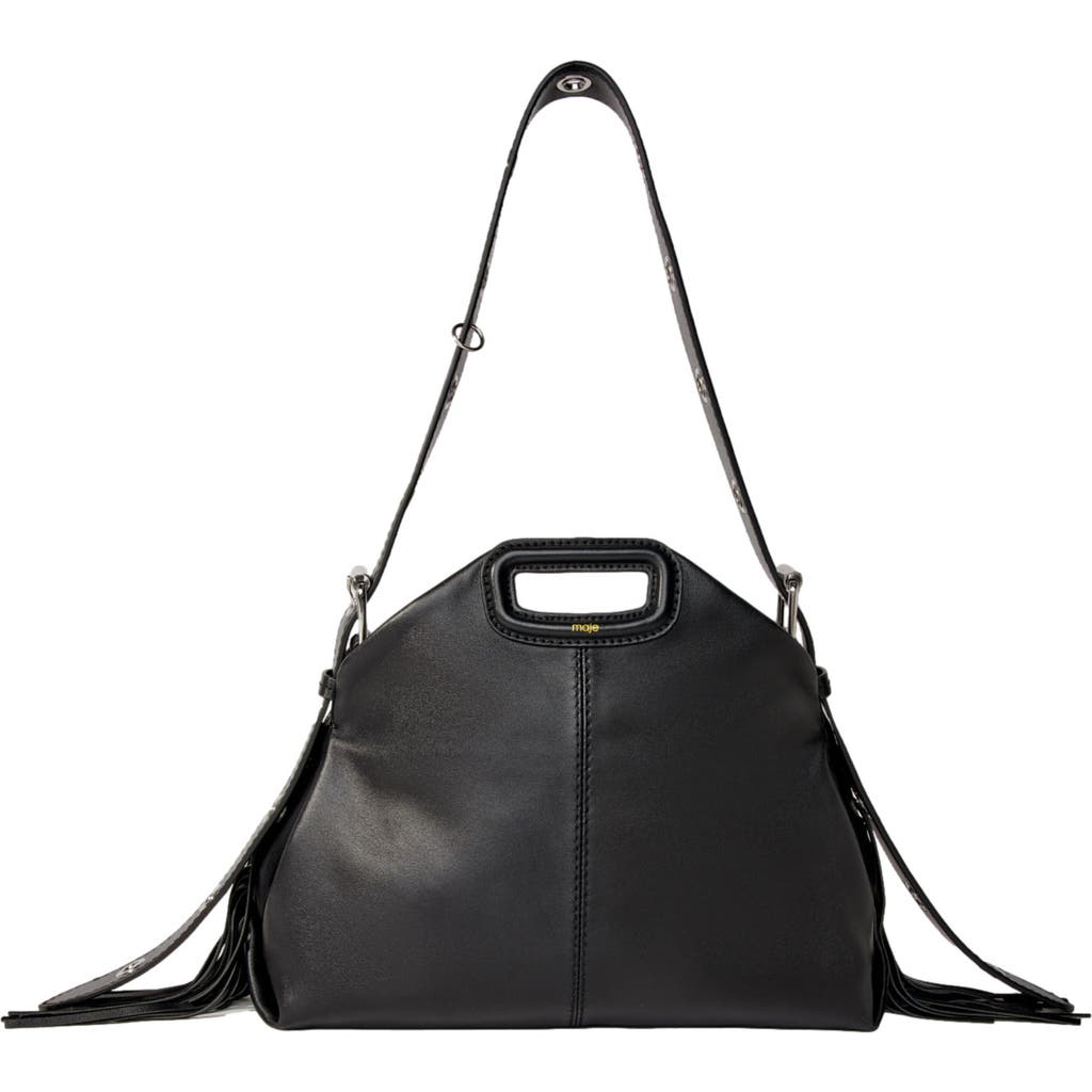 Maje Miss M Mini Embossed Leather Bag In Black