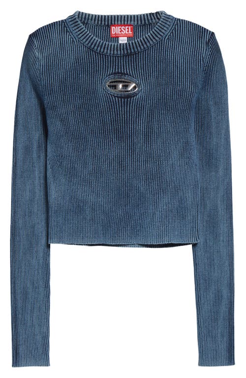 Diesel Women `m-anchor-a` Rib-knit Top With `oval D` In Blue