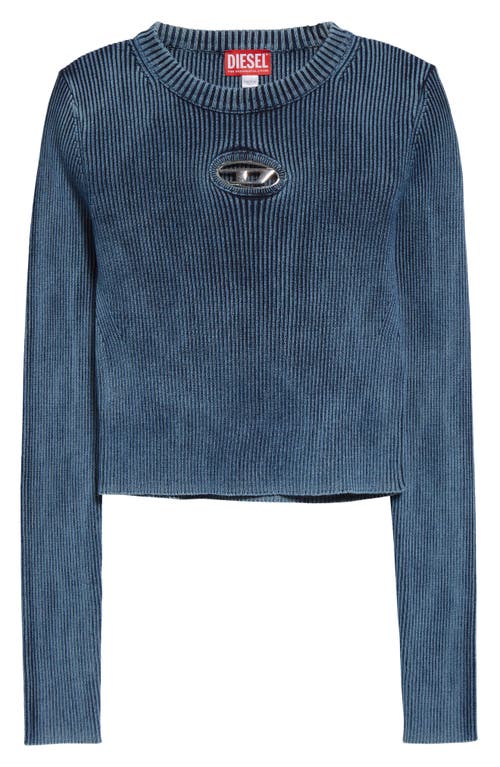 Shop Diesel ® M-anchor Cotton Rib Sweater In Blue