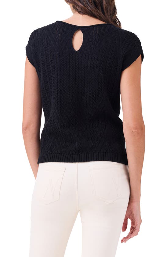 Shop Nic + Zoe Nic+zoe Openwork Sweater Top In Black Onyx