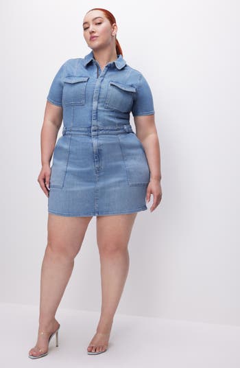 Womens Good American blue Denim Fit For Success Mini Dress