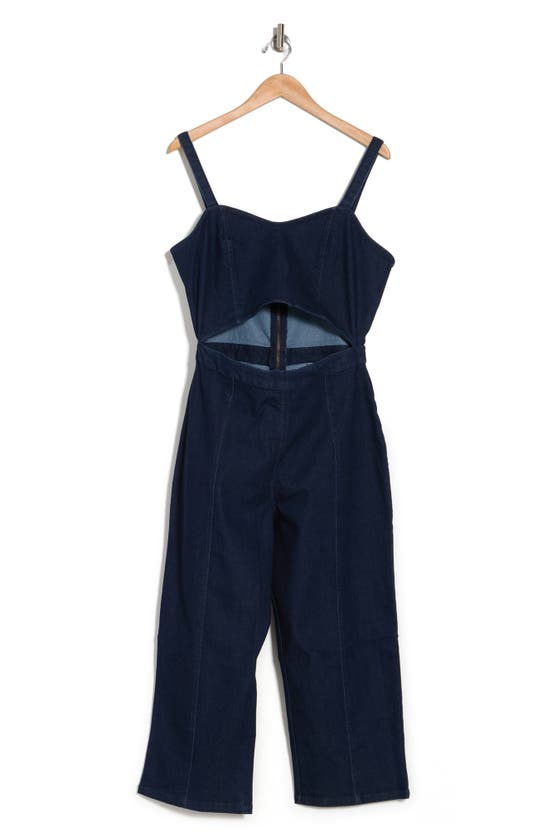 Rdi Stretch Denim Cutout Sleeveless Romper In Dark Wash ModeSens