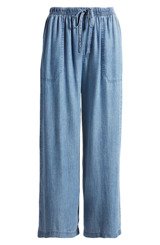 Shop Beachlunchlounge Inaya Chambray Drawstring Pants In Blue Wash