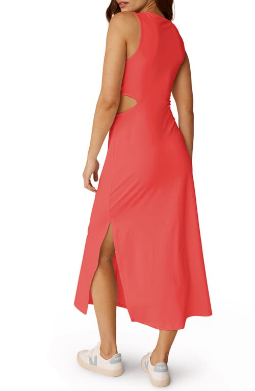 Shop Beyond Yoga Around The World Front Twist Midi Dress In Coral Glow