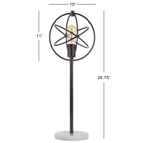 Jonathan Y Atomic Edison Bulb Metal/marble Modern Led Table Lamp In Oil Rubbed Bronze/white