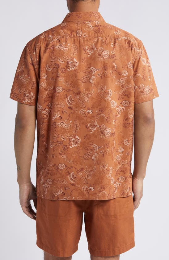 Shop Treasure & Bond Trim Fit Floral Paisley Short Sleeve Button-up Shirt In Rust Twisted Paisley