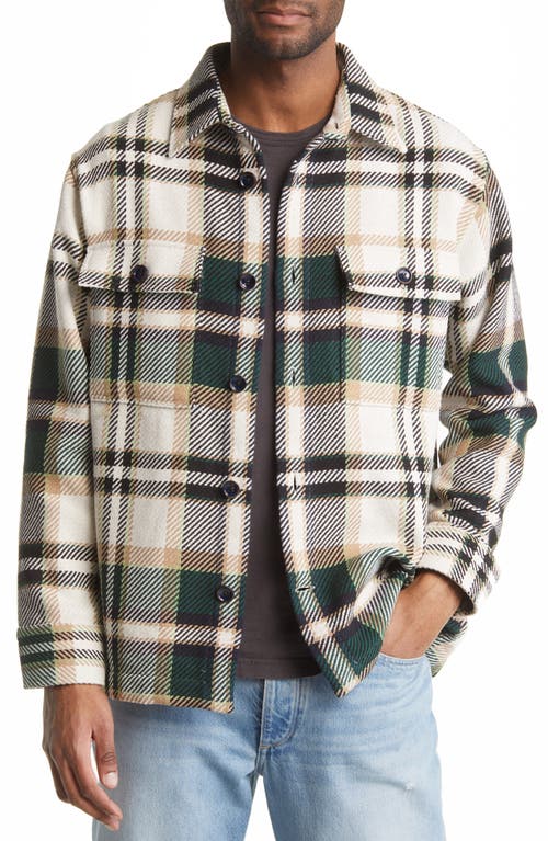 NN07 Soren Plaid Flannel Button-Up Shirt Jacket in Green Check