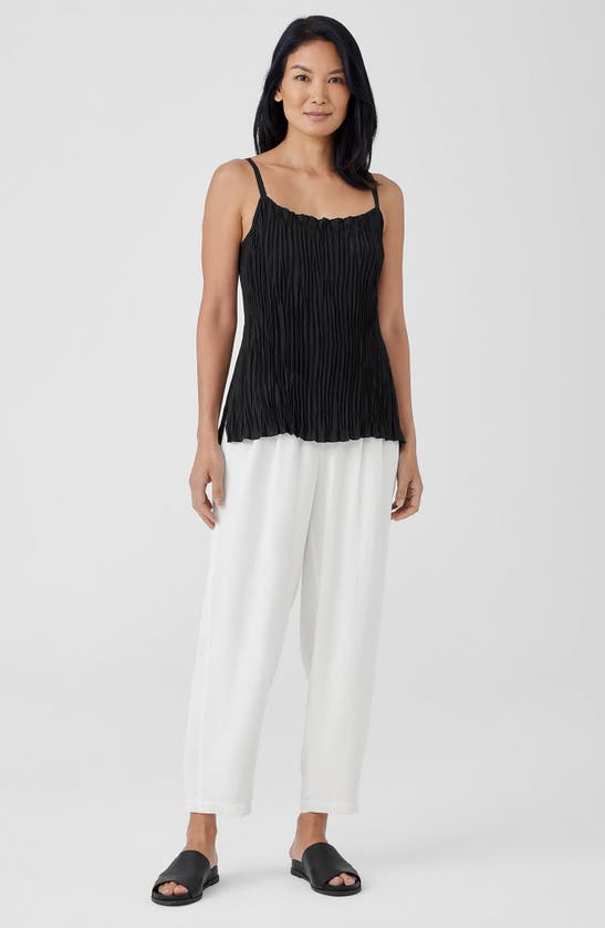 Shop Eileen Fisher Pleated Silk Ankle Latern Pants In Ivory