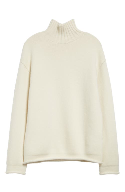 Shop Bottega Veneta Oversize Mock Neck Cashmere Sweater In Chalk