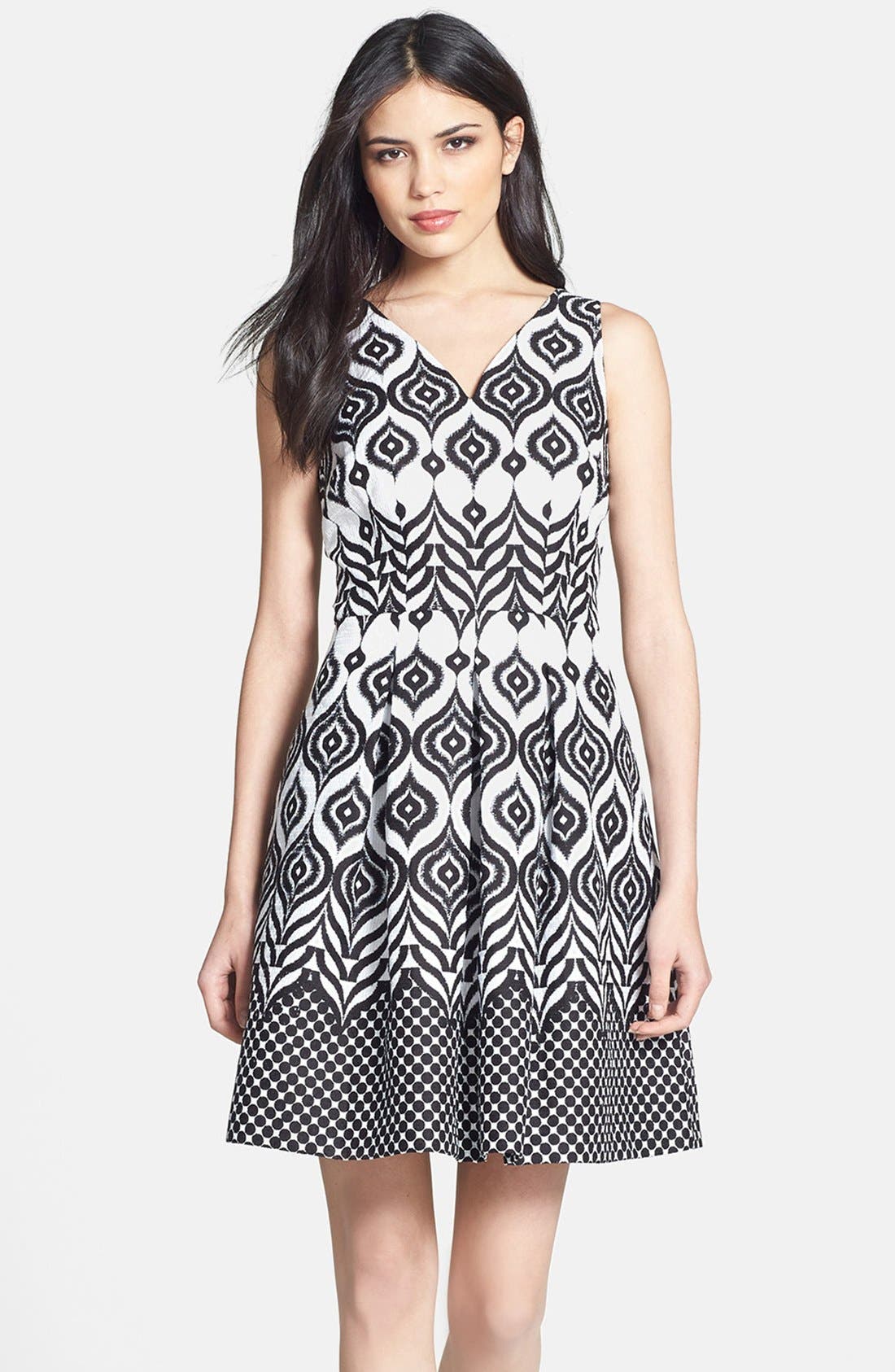 Taylor Dresses Cotton Jacquard Fit & Flare Dress | Nordstrom