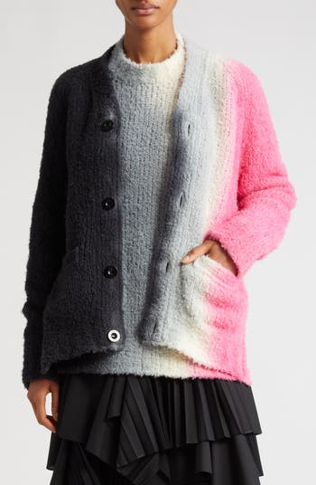 Sacai Tie Dye Fuzzy Wool Blend Cardigan | Nordstrom