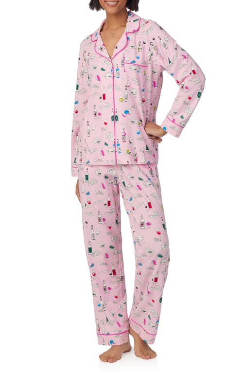 Shop Bedhead Pajamas Print Jersey Pajamas In Wine Pairing