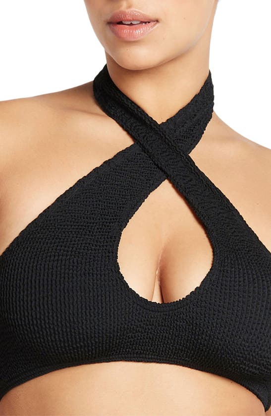 Shop Bondeye Bound By Bond-eye Carmen Crop Twist Front Bikini Top In Black