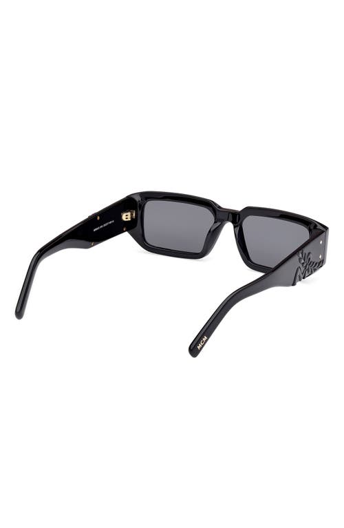 Shop Mcm 53mm Rectangular Sunglasses<br /> In Shiny Black/smoke