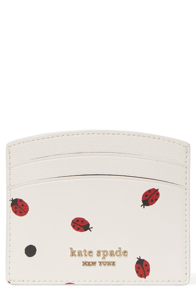 KATE SPADE NEW YORK ladybug dots faux leather card case, Main, color, MULTI