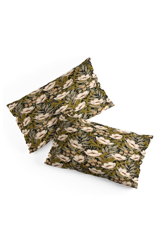 Deny Designs Floral Meadow Spring Green Duvet Cover & Shams Set In Green