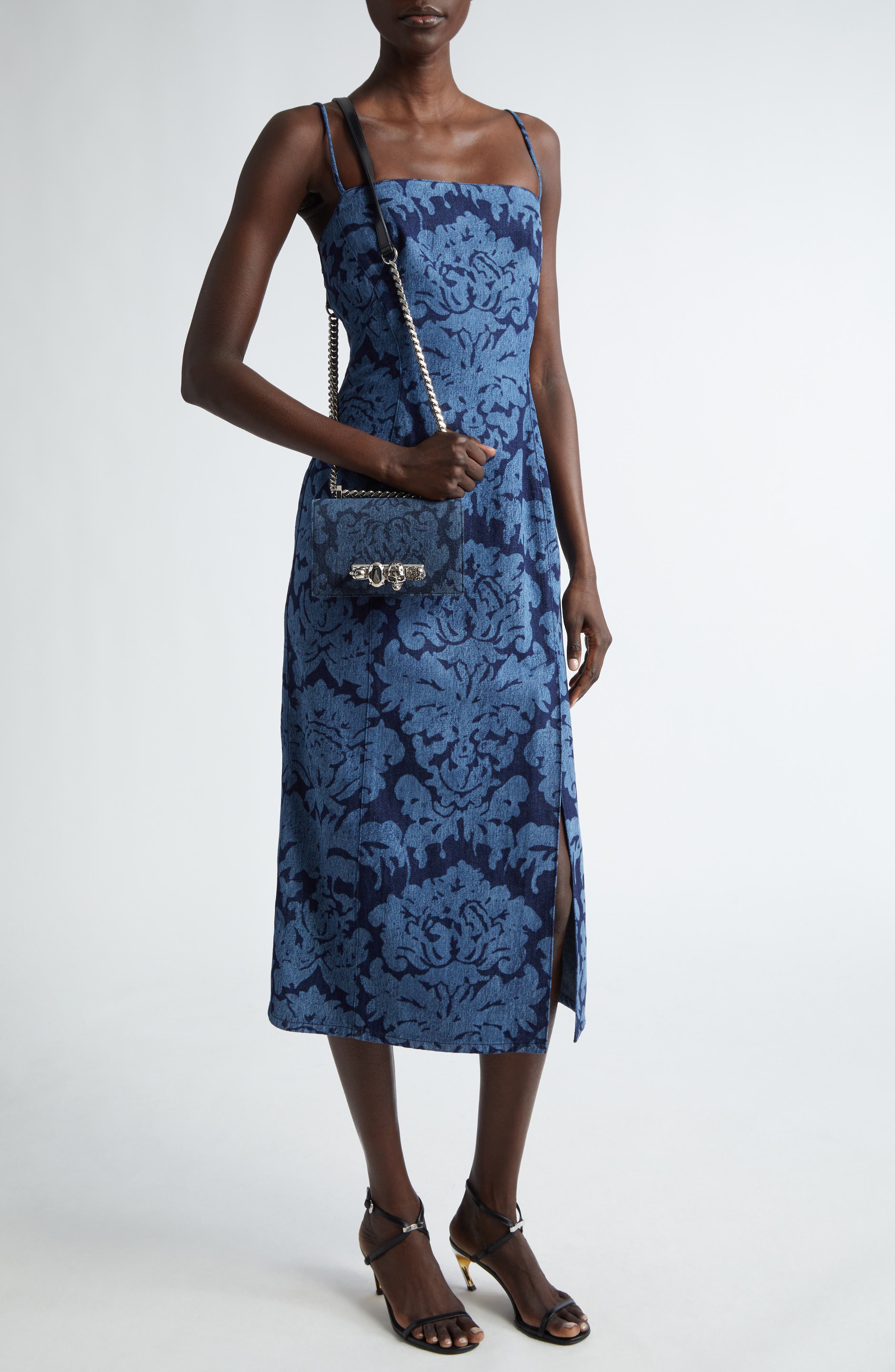 Alexander McQueen belted wool mididress - Blue