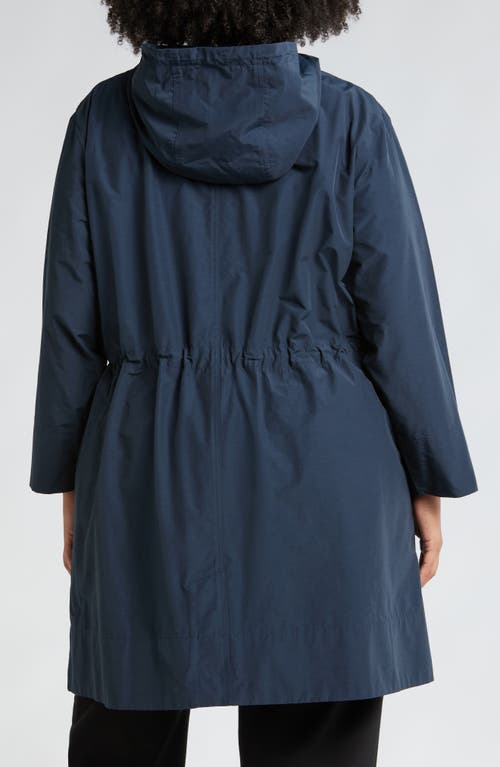 Shop Eileen Fisher Hooded Coat In Deep Adriatic